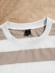 HIMLAND Camiseta casual de manga corta de cuello redondo de dos tonos con corte holgado para hombre - Multicolor - Ver 3