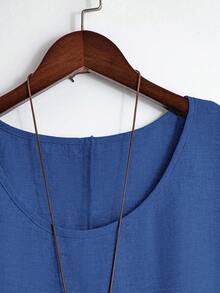 EMERY ROSE 大码纯色圆领短袖上衣和松紧腰阔腿裤两件套 - 淺藍色 - 查看 3