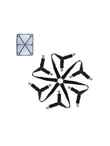 1pc/Set Sheet Fasteners Keepers-Adjustable Elastic Bed Sheet Holder Straps For Full,Queen,King Twin Bed,6 Way Cross Sheet Clips Suspenders Band,Fitted Round And Square Mattresses.Home Storage,GOOD Gift!