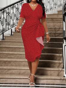 SHEIN Lady Vestido ajustado de Body con estampado de corazón elegante y talla grande, para verano - Multicolor - Ver 5