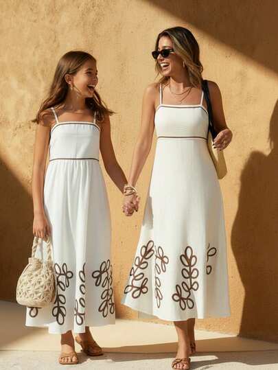 Travachic KIDS 少女优雅碎花吊带连衣裙，度假风