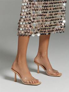 SHUZIA 女士方头透明单带高跟凉鞋 - 無色 - 查看 4