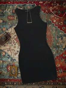 Attitoon Vestido midi sin mangas minimalista y casual, ajustado, adecuado para el verano - Negro - Ver 1