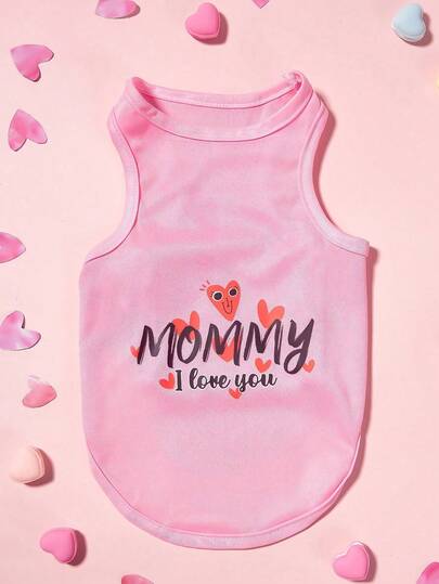 PETSIN 1pc Pet Dog Cat Valentine Heart & Letter Print Cute & Comfortable Vest, Suitable For Pets
