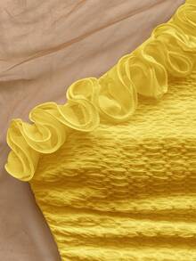 Soleia 度假风浪漫花卉饰边修身衬衫，适合音乐节、波西米亚风、假日约会、下午茶等场合 - 黃色 - 查看 5