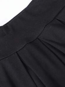 SHEIN 女童休闲运动百褶短裙，百搭运动休闲裙裤，适合上学、健身、芭蕾舞等场合，可搭配T恤、背心、短袖衬衫，黑色针织裙，四季皆宜 - 黑色 - 查看 5