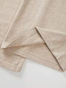 Pariaura New Oatmeal Ribbed Knit Set, High Neck Long Sleeve Top And Wide Leg Pants, Loose Relaxed Silhouette, Soft And Skin-Friendly Knit Fabric, Matching Tonal High-End Color, Relaxed Casual Vibe, Suitable For Loungewear, Commuting, And Effortless Styling Knit Two Piece Set Beige Two Piece Set Sweater Set Comfortable Two Piece Set Cream Two Piece Set - Camel - View 5