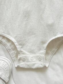 SHEIN Newborn Baby Boy Casual Cute Color Block Sailor Collar Short Sleeve Bodysuit - Multicolor - View 8