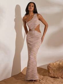 Opulessa 女士度假无袖连衣裙，腰部镂空设计，饰有金属海星，性感时尚 - 彩色 - 查看 3