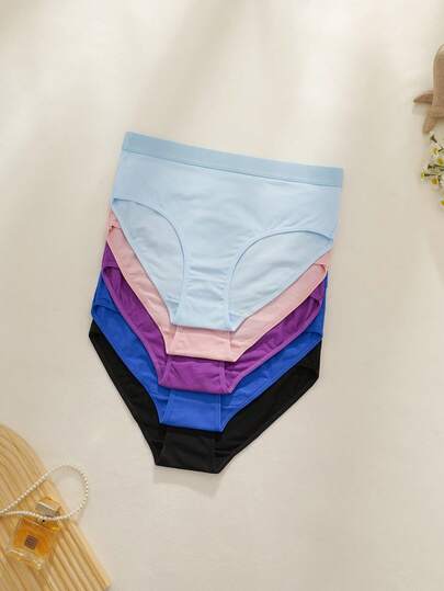 NudeFit 5pcs/Pack Comfortable Soft Breathable Seamless Solid Color Briefs