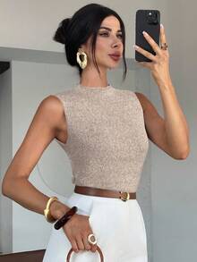 Firerie Áo len không tay cổ cao dáng rộng thanh lịch dành cho nữ, thích hợp mặc đi học, đi làm hoặc đi chơi vào mùa thu/đông, màu xám mơ, nhiều màu sắc, kiểu dáng thoải mái, đa năng, phù hợp cho mùa thu, mùa đông, dễ phối đồ, dành cho giáo viên. - Màu be - Xem 7