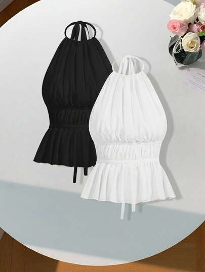 Comfortcana Damlinne i enfärgad halterhals, minimalistisk och trendig, lämplig för sommaren