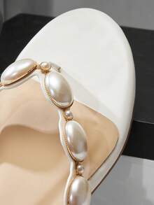SHUZIA Dép xỏ ngón nữ mũi tròn đính kim loại - trắng - Xem 6