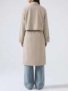 LYSMO 女式休闲纯色双排扣风衣，秋季