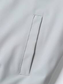 Manfinity Campus Court 美学帖——男士休闲字母印花保暖内衬夹克，秋冬棒球夹克，男士街头风拉链字母夹克，男士图案夹克，男士棒球夹克 - 淺灰色 - 查看 6