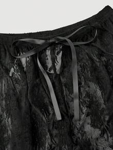 SHEIN MOD Women's Sheer All-Over Print Cover-Up Pants, Suitable For Summer Beach, Black Lace Pants, Beach Pants,  Elegant Women's Beach Pants, Holiday, Vacation Woman, Festival - Black - View 5