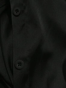 Balvessa 女士酒红色缎面衬衫，高品质上衣，春秋季 - 黑色 - 查看 4