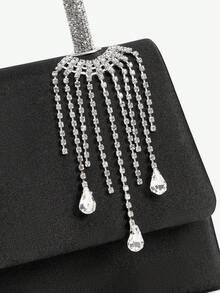 SHEIN BAE Shiny Evening Clutch, Elegant Fashion Envelope Bag, Rhinestone Embellished Handbag, Ladies Wedding Party Wristlet - Black - View 8