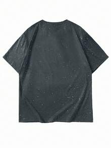 Manfinity Hypemode Áo thun nam cổ tròn tay ngắn dáng rộng thoải mái in họa tiết ngôi sao năm cánh màu bạc - Xám - Xem 2