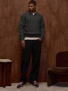 Musero Suéter de manga larga oversize con estilo de punto grueso, con detalle de botones en la abertura, para primavera y verano - Gris - Ver 5