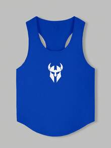Manfinity Sport PWRUP Men's Muscle Print Fashionable Sleeveless Tank Top - Blue - View 3