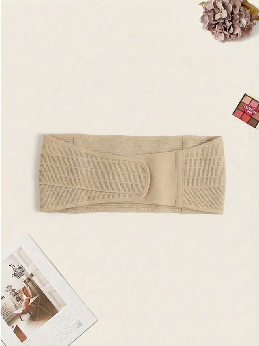 Faja maternal rayas verticales ancho soporte barriga algodón elástico transpirable diseño cómodo sin costuras ajuste medio sin calcetas para todo el año embarazo uso diario casa faja embarazo - Tono de piel - Ver 1