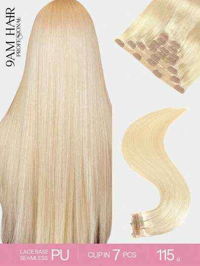 Seamless Clip In Hair Extensions Human Hair #613 Blond Remy Clip In Extensions Human Hair Invisible PU Skin Weft Natural Remy Hair Extensions Real Human Hair Clip Ins 14-22 Inch