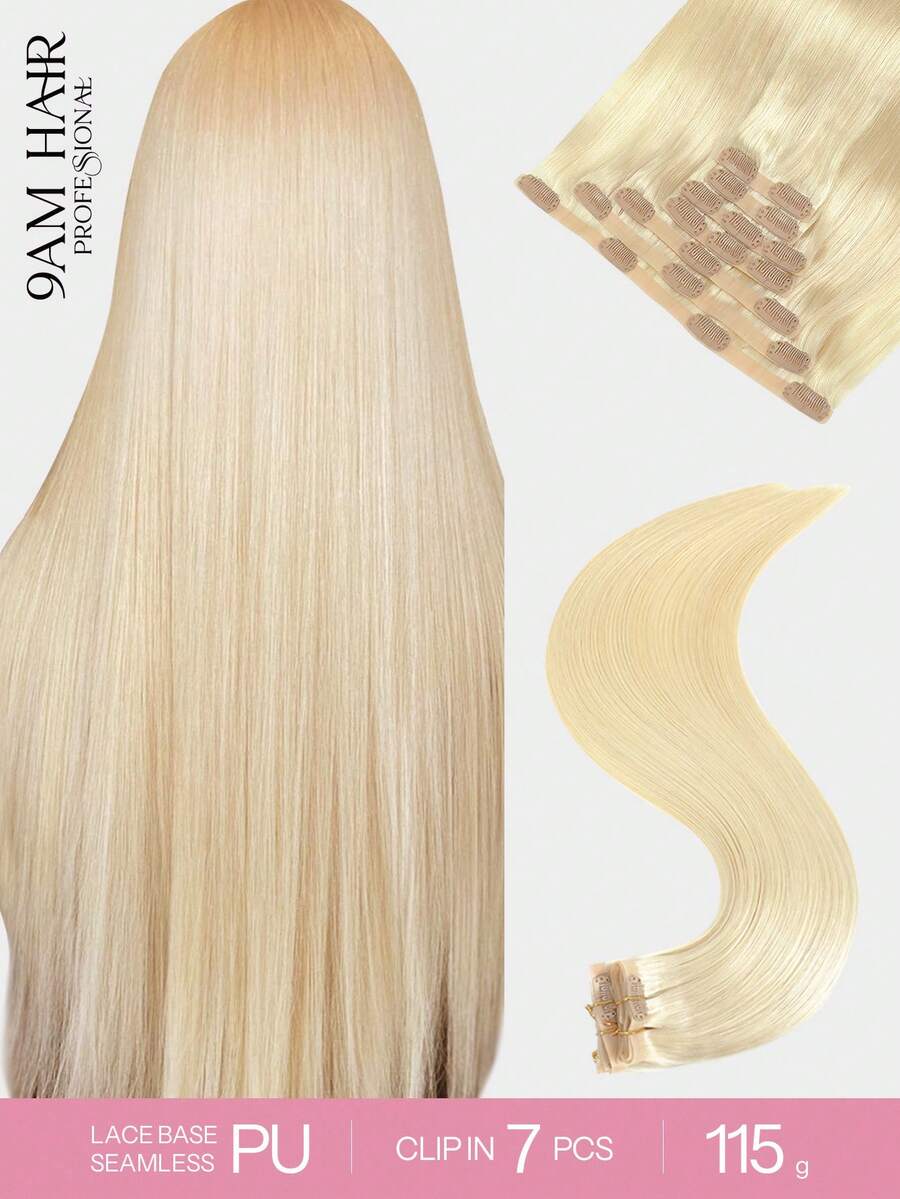 Seamless Clip In Hair Extensions Human Hair #613 Blond Remy Clip In Extensions Human Hair Invisible PU Skin Weft Natural Remy Hair Extensions Real Human Hair Clip Ins 14-22 Inch - S613 - View 1