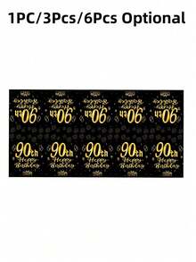 1PC/3Pcs/6Pcs Black Gold Fragmented Gold Birthday 90th Birthday Party Disposable Rectangular Tablecloth, Table Runner Perfectly Decorated Men Women's Birthday Party Room Table, 90th Birthday, Party Gift Table Decoration Table Cloth Table Cover, Birthday Gift, Party Favor - Multicolor - View 5