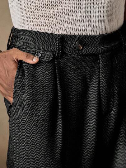 AKNOTIC Business Casual 男士梭织休闲宽松直筒裤，时尚日常穿着