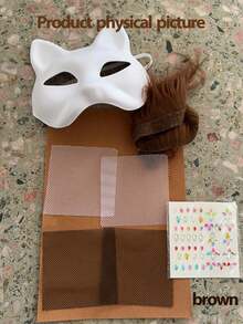 DIY 猫脸面具制作套件，带毛毡，手工制作的动物图案彩色装扮面具套装，适合万圣节服装、狂欢派对、角色扮演和节日（DIY 工艺套件、万圣节服装配饰）