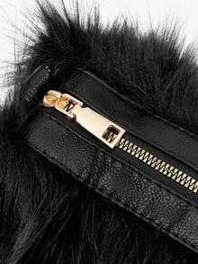 SHEIN BAE Nuevo bolso de mano de peluche para calentar las manos para mujeres, de gran capacidad, esponjoso, de moda, bolso de tote para otoño/invierno, nuevo bolso de piel de llegada, nueva moda de otoño 2025 para mujeres, nuevo bolso de piel de llegada para mujeres - Negro - Ver 6