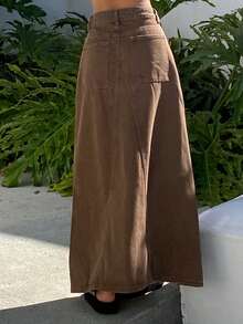 Livesso Summer New Music Festival Loose Casual Beach Vacation Style Women Skirt - Coffee Brown - View 2