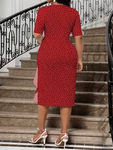 SHEIN Lady Vestido ajustado de Body con estampado de corazón elegante y talla grande, para verano - Multicolor - Ver 2