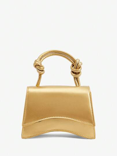 SHEIN BAE Fashionable Mini Commuter Carry-On Convenient Pu Leather Ladies' Square Handbag Design Mini Minimalist Solid Color Satchel Bag, Flap All-Match Textured Shoulder Bag For Women, Top Handle Bag