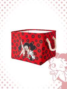 Betty Boop | ROMWE Lips & Cartoon Pattern Large Capacity Laundry Hamper/Basket - Red - View 2