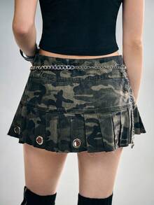 ROMWE Goth 1件女士哥特风银黑交叉多层链条腰链配饰，百搭日常、万圣节 - 銀色單邊鏈條腰帶 - 查看 5