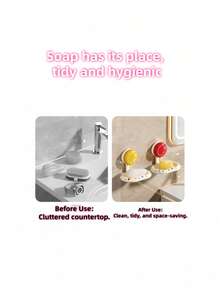 Zazumi Suction Cup Soap Dish Wall Mount Polka Dot Design No Drill Bathroom Organizer Quick Drying Drainage Strong Adhesive Waterproof Easy Clean Modern Kitchen Sink Caddy Space Saving Home Essentials - Multicolor - View 2