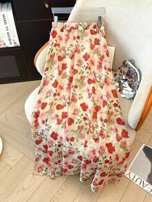 GlowEve Falda de señora elegante con estampado floral rosa - Rosa - Ver 1