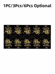 1件/3件/6件装黑色金色碎片生日80岁生日派对一次性长方形桌布/桌旗，完美装饰男女生日派对房间餐桌，80岁生日，派对礼物，桌布/桌罩，生日礼物，派对礼品 - 彩色 - 查看 6