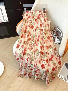 GlowEve Falda de señora elegante con estampado floral rosa - Rosa - Ver 2