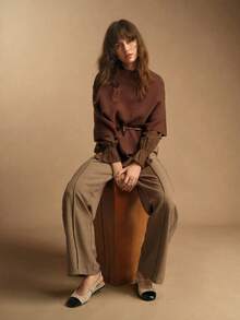 Rosivie 女士休闲百搭通勤简约搭扣平底鞋 - 杏色 - 查看 5