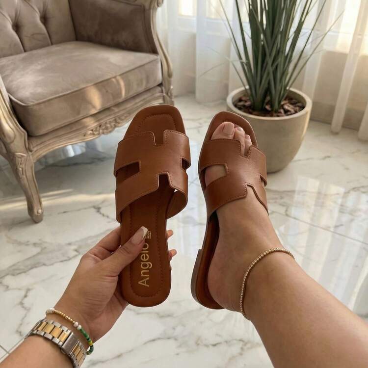 Sandalias Planas Elegantes de Diseño Moderno para Mujer | Zapatillas Abiertas Casual Chic de Verano | Estilo Minimalista y Cómodo para Todas las Edades | Calzado Versátil para Playa, Vacaciones y Uso Diario | Moda Femenina 2025/2026 | Perfectas para Vestidos, Faldas y Jeans | Calidad Premium y Confort Duradero | Imprescindibles en tu Armario de Primavera-Verano | Tacón Bajo Plano Antideslizante | ¡Añade un Toque Sofisticado a tu Look! - Camel - Añade 2