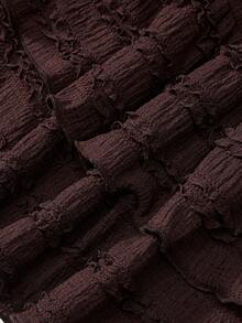 SHEIN Tall CURVE 大码女式甜美高腰层叠荷叶边泡泡袖半身裙，高腰半身裙，春夏款 - 咖啡棕 - 查看 5