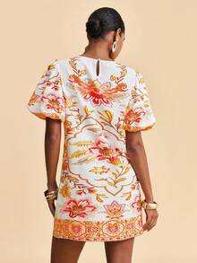 Travachic Women's Fashionable Printed Mini Dress, Suitable For Summer Vacation, Beach Chic Dress, Tropical Print Dress, Casual Going Out Outfits, Christmas Party, Elegant New Year's Eve Outfits - Multicolor - View 2