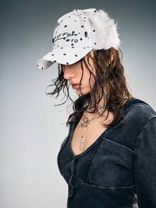 ROMWE Goth Women Baseball Cap - Beige - View 2