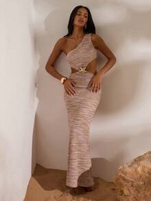 Opulessa 女士度假无袖连衣裙，腰部镂空设计，饰有金属海星，性感时尚 - 彩色 - 查看 7