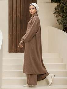 DAZY 2pcs Women's Business Casual Shirt Set - Khaki - View 6