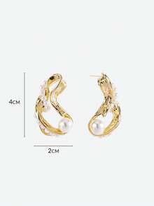 Opalesca Bông tai ngọc trai 18K kiểu cổ điển, thích hợp đeo hàng ngày, phối với nhiều trang phục, phong cách quý tộc cổ điển, phụ kiện cưới, trang sức phương Tây, phong cách cổ tích/thần tiên, ngọc trai, mùa thu/đông, dành cho mẹ/phụ nữ/cô gái/người mẹ, thanh lịch. - Vàng - Xem 6