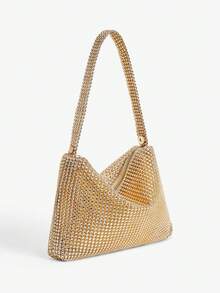 SHEIN BAE Lightweight, Business Casual Rhinestone Decor Bucket Bag Mini Drawstring Design, Clear Bag Pearl Bag Evening Bag, Dinner Bag Glamorous, Elegant, Exquisite, Quiet Luxury Rhinestone For Party Girl, Woman, Bride Perfect For Party, Dinner/Banquet Christmas Party Dress, Glamorous Rhinestone Bag, Perfectly Matching With Bridal Party, Party Bags,Perfect For Party Wedding Prom Dinner/Banquet Matching With Holiday Party Dress Evening Dress & Sequin Dress